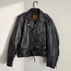 Unik Classic Black Leather Biker Jacket
